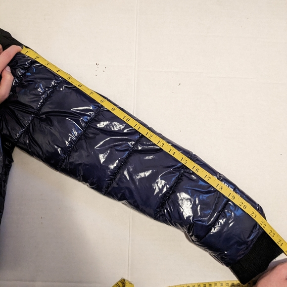 Bagatelle women blue black cropped puffer jacket xs with zip and velcro closure - Picture 11 of 11